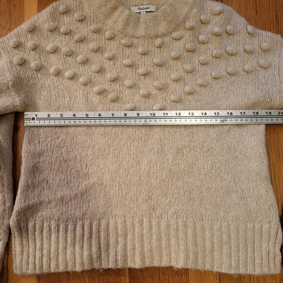 Madewell Placed Bobble Sweater, Cream Mock Neck Wool Blend Sweater, Sz S - Picture 10 of 13